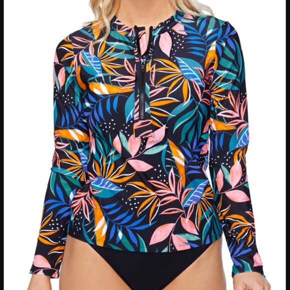 Island Escape Other - Island Escape Women's Half-Zip Rashguard Swimsuit NWT